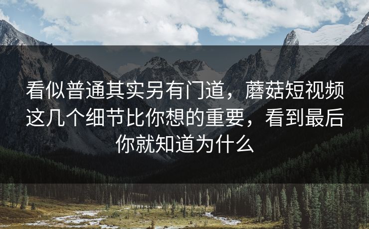 看似普通其实另有门道，蘑菇短视频这几个细节比你想的重要，看到最后你就知道为什么
