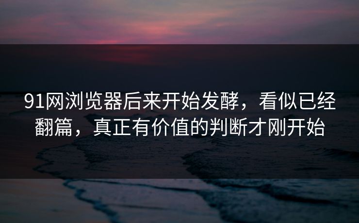91网浏览器后来开始发酵，看似已经翻篇，真正有价值的判断才刚开始