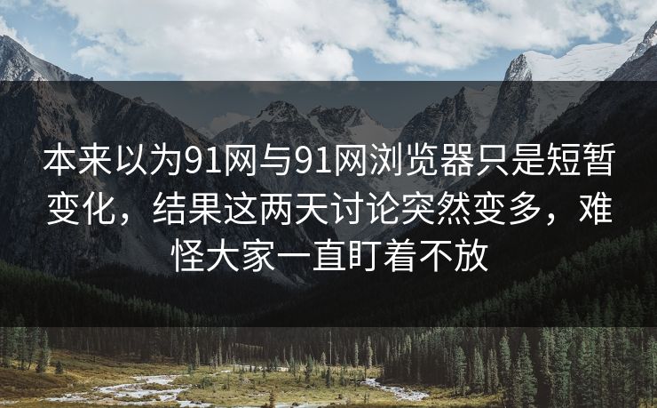 本来以为91网与91网浏览器只是短暂变化，结果这两天讨论突然变多，难怪大家一直盯着不放