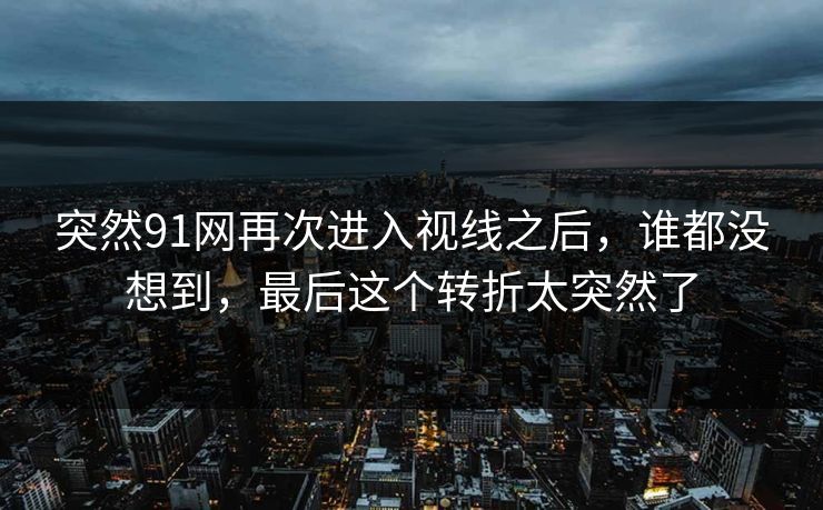 突然91网再次进入视线之后，谁都没想到，最后这个转折太突然了