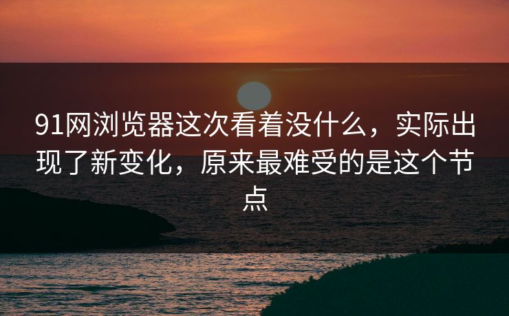 91网浏览器这次看着没什么，实际出现了新变化，原来最难受的是这个节点