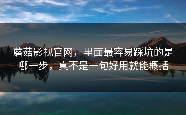 蘑菇影视官网，里面最容易踩坑的是哪一步，真不是一句好用就能概括