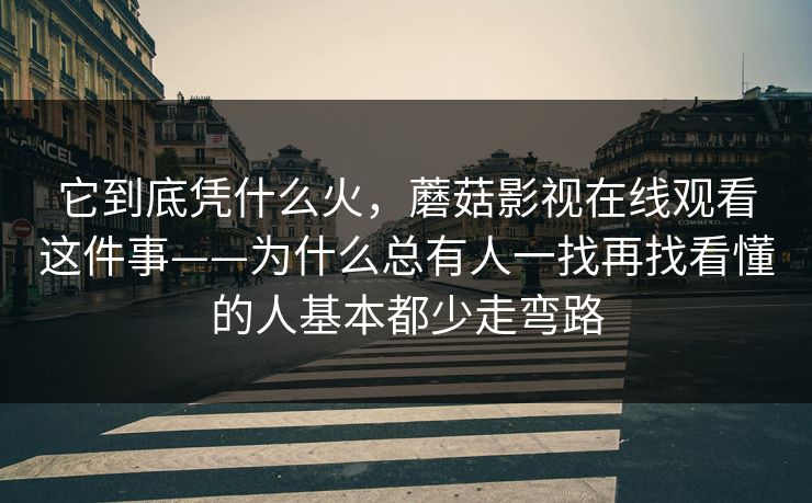 它到底凭什么火，蘑菇影视在线观看这件事——为什么总有人一找再找看懂的人基本都少走弯路
