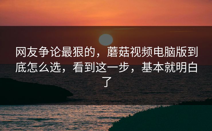 网友争论最狠的，蘑菇视频电脑版到底怎么选，看到这一步，基本就明白了