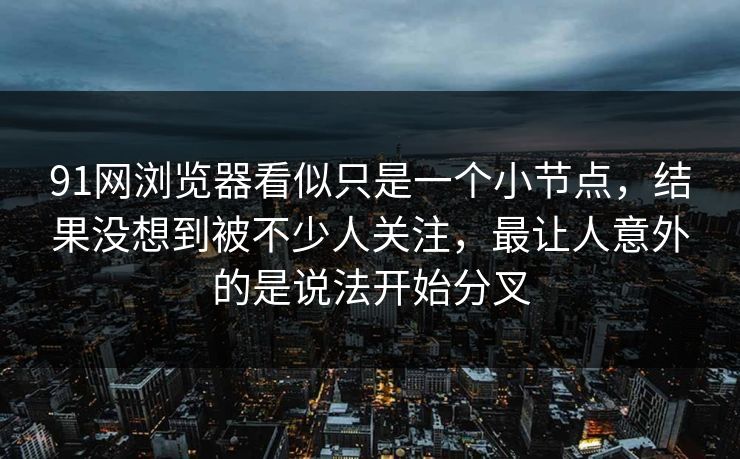 91网浏览器看似只是一个小节点，结果没想到被不少人关注，最让人意外的是说法开始分叉