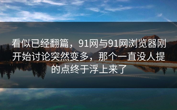 看似已经翻篇，91网与91网浏览器刚开始讨论突然变多，那个一直没人提的点终于浮上来了