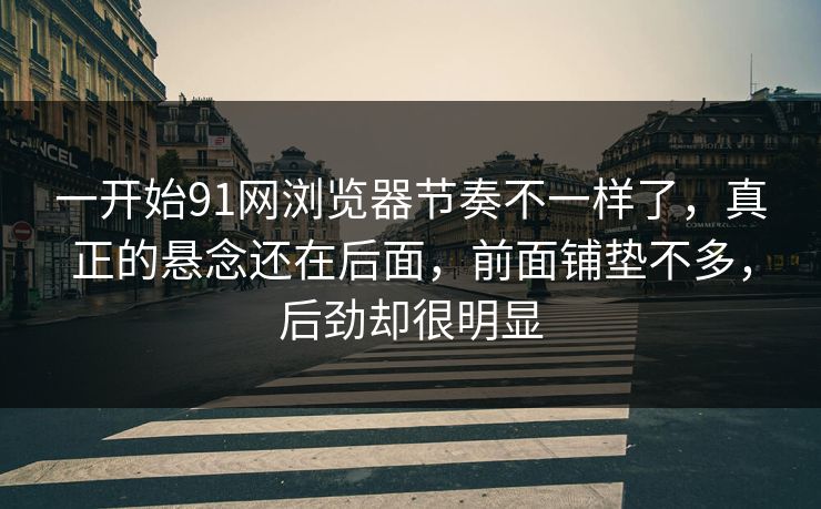 一开始91网浏览器节奏不一样了，真正的悬念还在后面，前面铺垫不多，后劲却很明显