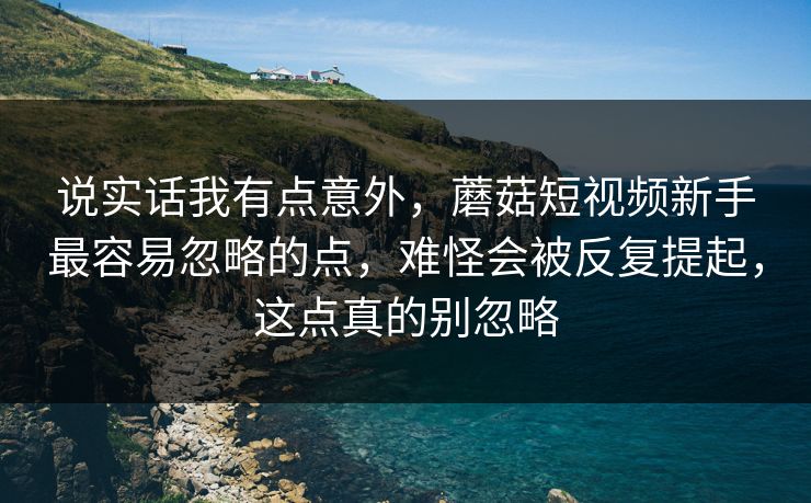 说实话我有点意外，蘑菇短视频新手最容易忽略的点，难怪会被反复提起，这点真的别忽略