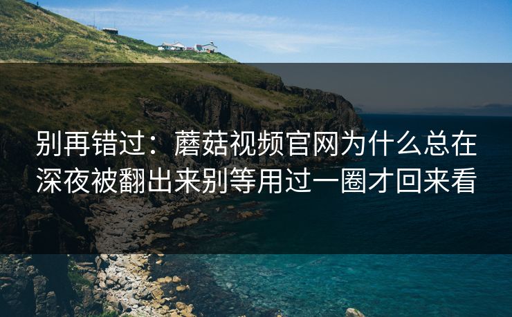 别再错过：蘑菇视频官网为什么总在深夜被翻出来别等用过一圈才回来看
