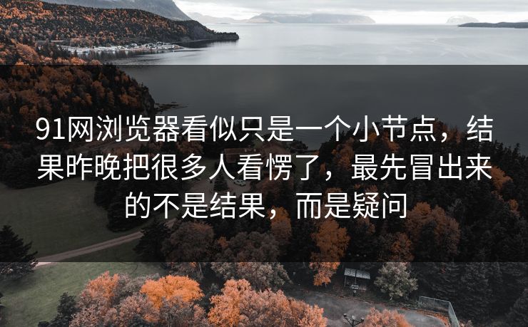 91网浏览器看似只是一个小节点，结果昨晚把很多人看愣了，最先冒出来的不是结果，而是疑问