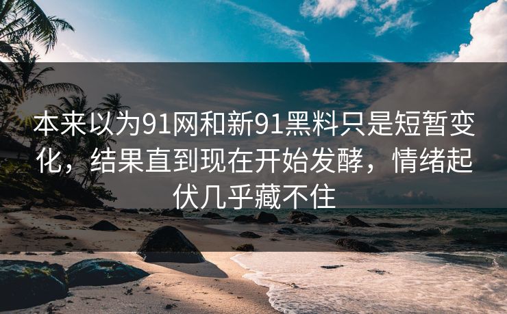 本来以为91网和新91黑料只是短暂变化，结果直到现在开始发酵，情绪起伏几乎藏不住