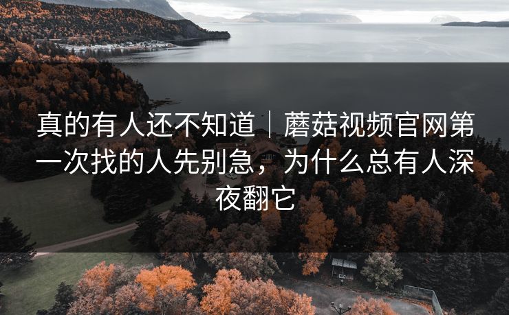 真的有人还不知道｜蘑菇视频官网第一次找的人先别急，为什么总有人深夜翻它