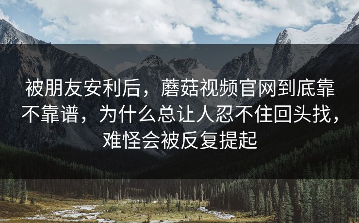 被朋友安利后，蘑菇视频官网到底靠不靠谱，为什么总让人忍不住回头找，难怪会被反复提起
