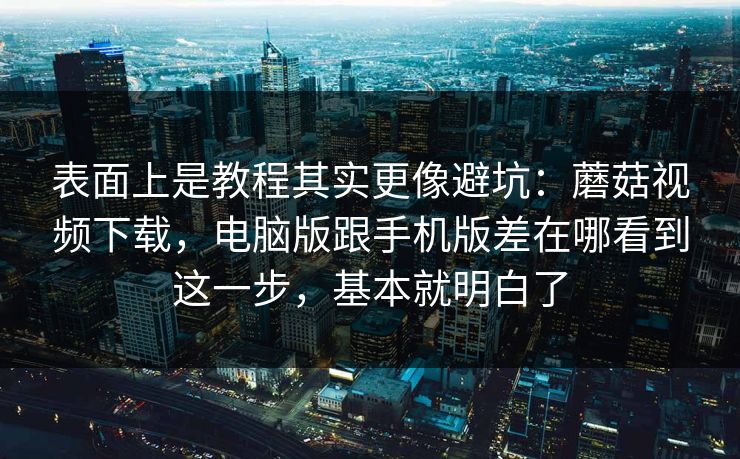 表面上是教程其实更像避坑：蘑菇视频下载，电脑版跟手机版差在哪看到这一步，基本就明白了