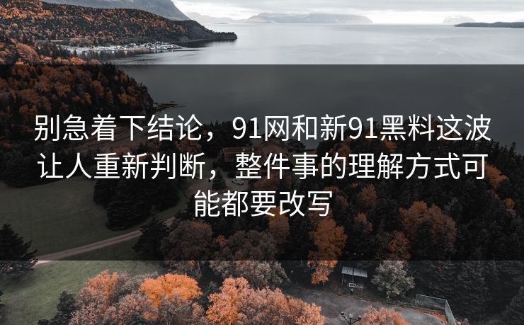 别急着下结论，91网和新91黑料这波让人重新判断，整件事的理解方式可能都要改写
