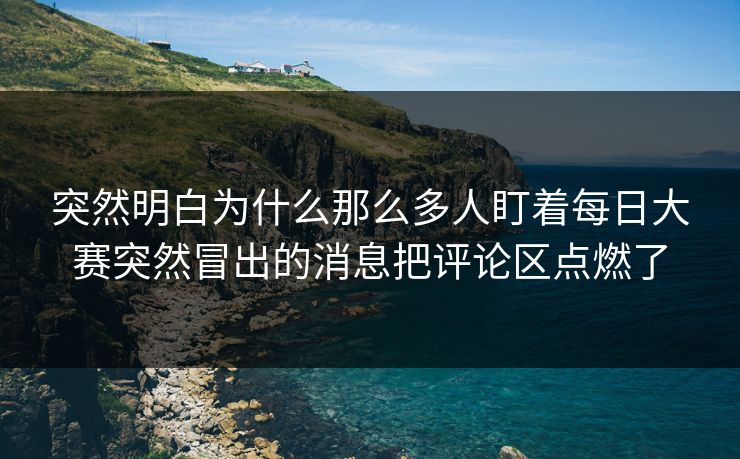 突然明白为什么那么多人盯着每日大赛突然冒出的消息把评论区点燃了 突然明白为什么那么多人盯着每日大赛突然冒出的消息把评论区点燃了